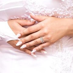 3/4 Ctw Diamond Wedding Set With 5/8 Ct Pear Cut Diamond Engagement Ring and 1/6 Ct Wedding Band in 14K White Gold