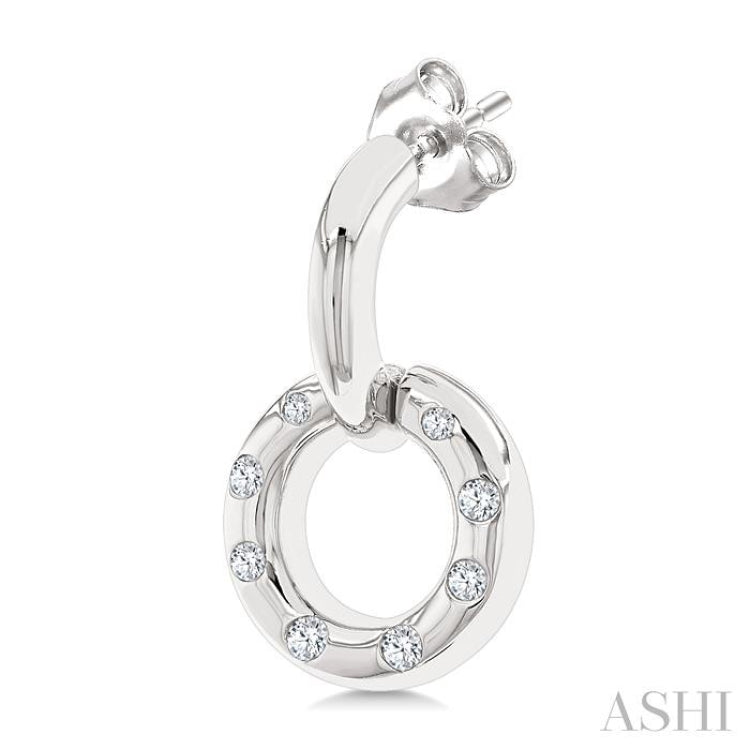1/6 Ctw Suspended Circle Round Cut Diamond Fashion Earring in 10K White Gold