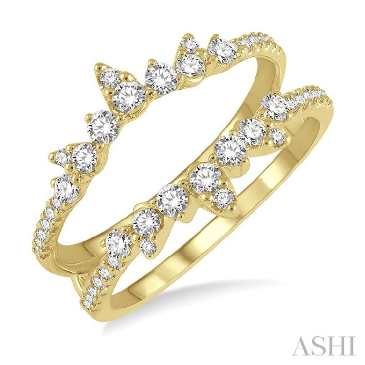 1/2 Ctw Spiked Center Round Cut Diamond Insert Ring in 14K Yellow Gold