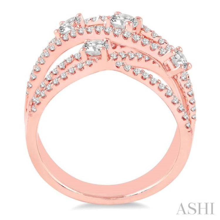 1 Ctw Round Cut Diamond Fashion Ring in 14K Rose Gold