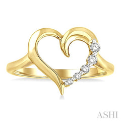 1/10 Ctw Round Cut Diamond Journey Heart Ring in 10K Yellow Gold