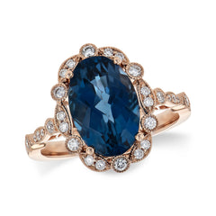 14KT Gold Ladies Blue Topaz Fashion Ring