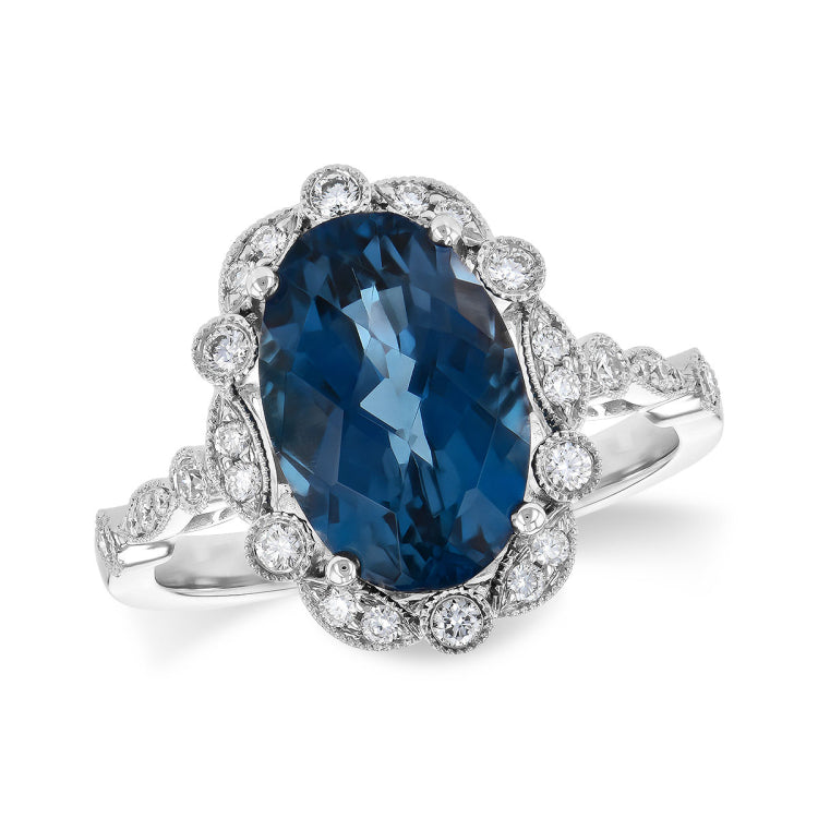 14KT Gold Ladies Blue Topaz Fashion Ring