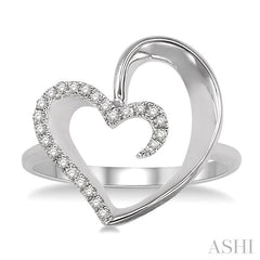 1/10 Ctw Round Cut Diamond Heart Shape Ring in 14K White Gold
