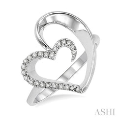 1/10 Ctw Round Cut Diamond Heart Shape Ring in 10K White Gold