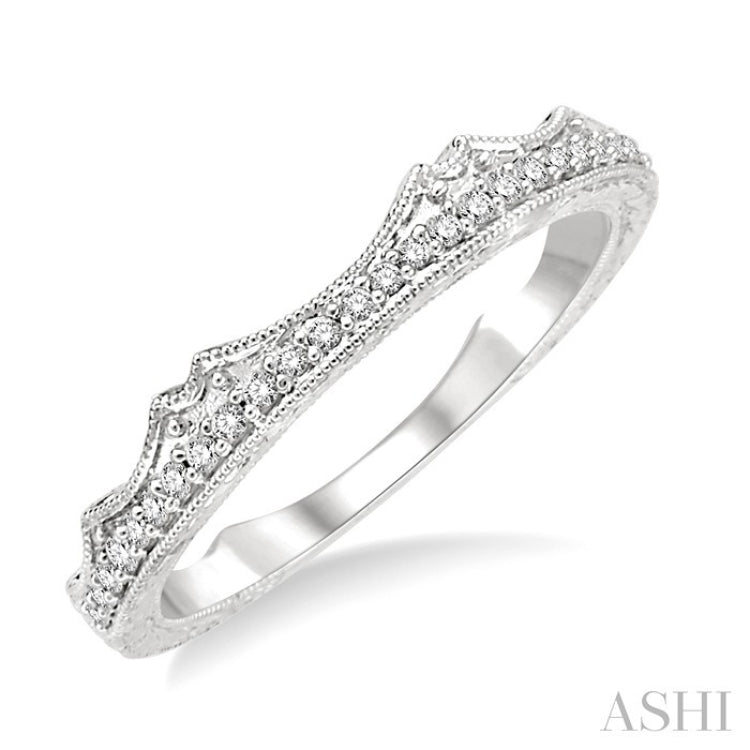 1/10 Ctw Round Cut Diamond Wedding Band in 14K White Gold