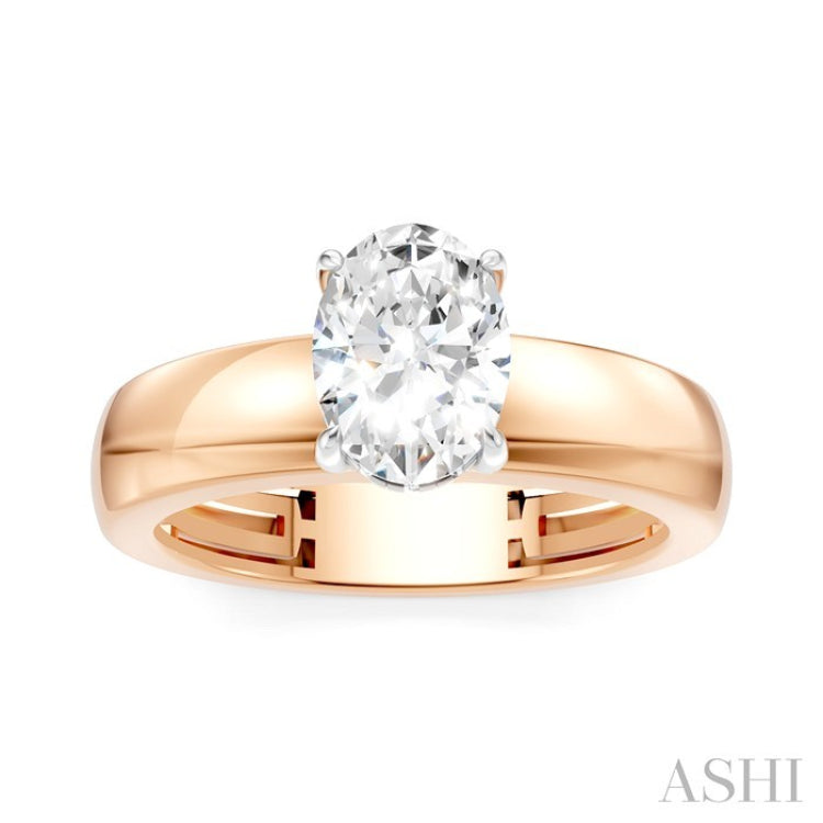1/20 Ctw Oval Shape Round Cut Diamond Semi-Mount Engagement Ring in 14K Rose and White Gold