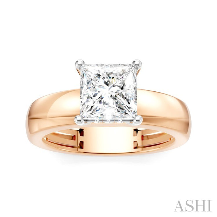 1/20 Ctw Princess Shape Round Cut Diamond Semi-Mount Engagement Ring in 14K Rose and White Gold