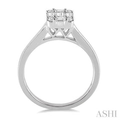 1/2 Ctw Rectangular Baguette and Round Cut Diamond Wedding Ring in 14K White Gold