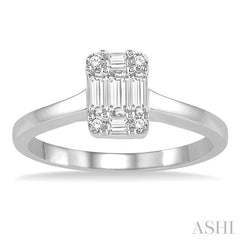 1/3 Ctw Rectangular Baguette and Round Cut Diamond Wedding Ring in 14K White Gold