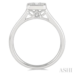 1/3 Ctw Octagonal Shape Baguette and Round Cut Diamond Ladies Ring in 14K White Gold