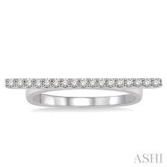 1/6 Ctw Vertical Bar Round Cut Diamond Ring in 10K White Gold