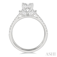 5/8 Ctw Fusion Baguette and Round Cut Diamond Fashion Ring in 14K White Gold