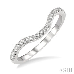 1/10 Ctw Round Cut Diamond Wedding Band in 14K White Gold