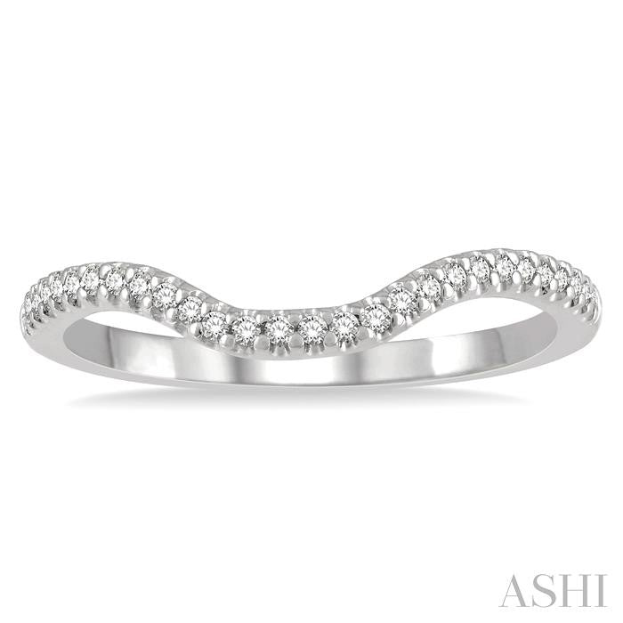 1/10 Ctw Round Cut Diamond Wedding Band in 14K White Gold