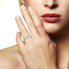 1/50 Ctw Oval Shape Round Cut Diamond Promise Ring in 10K White Gold