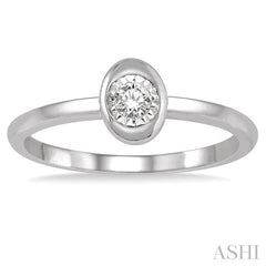 1/50 Ctw Oval Shape Round Cut Diamond Promise Ring in 10K White Gold
