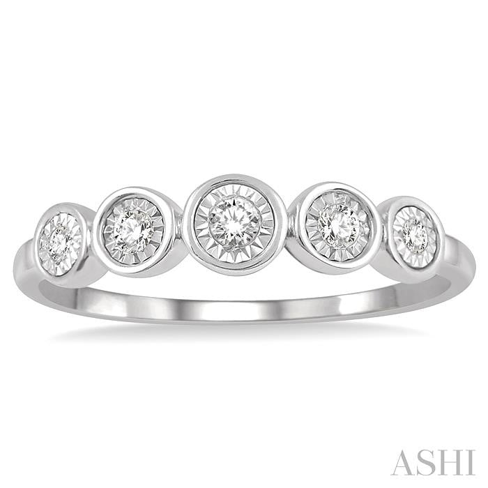1/20 Ctw Penta Round Cut Diamond Promise Ring in 10K White Gold
