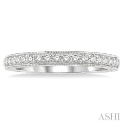 1/4 Ctw Milgrain Border Round Cut Diamond Wedding Band in 14K White Gold