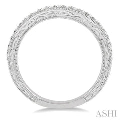 1/4 Ctw Milgrain Border Round Cut Diamond Wedding Band in 14K White Gold
