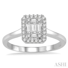 1/3 Ctw Baguette & Round Cut Diamond Ring in 14K White Gold