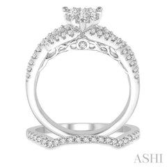 7/8 Ctw Diamond Lovebright Wedding Set with 3/4 Ctw Heart Shape Engagement Ring and 1/6 Ctw Wedding Band in 14K White Gold