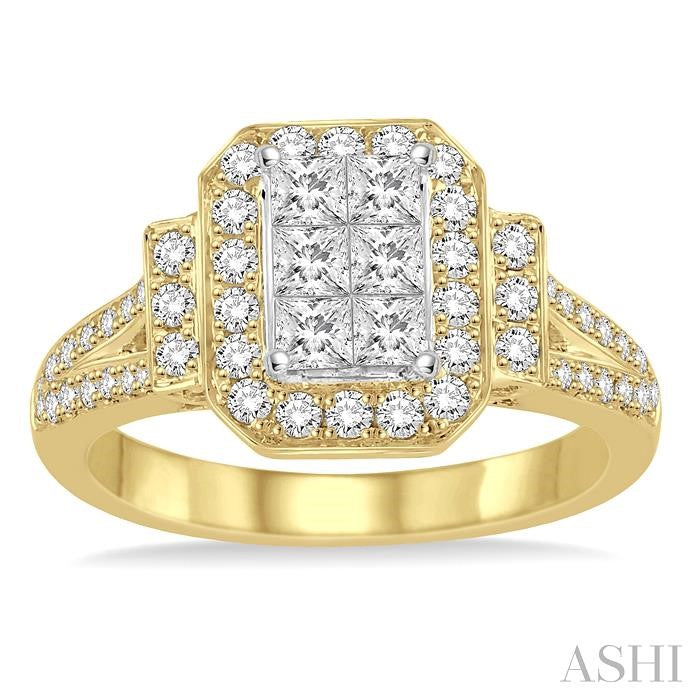 1 1/10 Ctw Diamond Lovebright Ring in 14K Yellow and White Gold