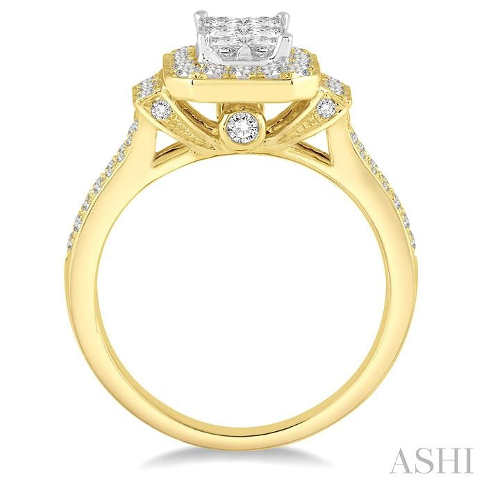 1 1/10 Ctw Diamond Lovebright Ring in 14K Yellow and White Gold