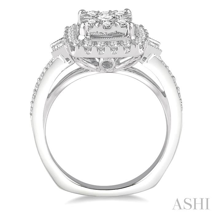1 1/6 Ctw Diamond Lovebright Engagement Ring in 14K White Gold