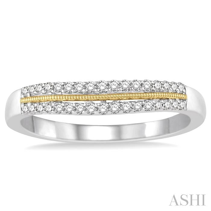 1/6 Ctw Round Cut Diamond Wedding Band in 14K White and Yellow Gold