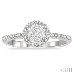 1/3 Ctw Round Diamond Lovebright Halo Engagement Ring in 14K White and Yellow Gold