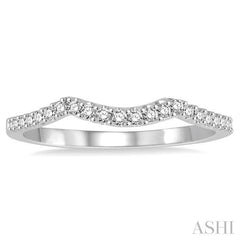 1/6 Ctw Center Curve Round Cut Diamond Wedding Band in 14K White Gold