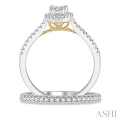 1/2 Ctw Lovebright Diamond Wedding Set in 14K With 1/3 Ctw Oval Shape Engagement Ring in White and Yellow Gold and 1/5 Ctw Wedding Band in White Gold