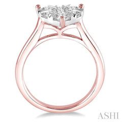 1 Ctw Round Cut Diamond Heart Shape Lovebright Ring in 14K Rose and White Gold