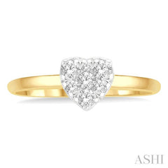 1/8 Ctw Round Cut Diamond Heart Shape Lovebright Ring in 14K Yellow and White Gold