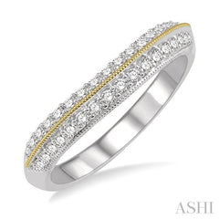 1/3 Ctw Double Row Round Cut Diamond Wedding Band in 14K White and Yellow Gold
