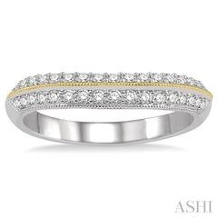 1/3 Ctw Double Row Round Cut Diamond Wedding Band in 14K White and Yellow Gold