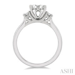 5/8 Ctw Oval Shape Lovebright Round Cut Diamond Engagement Ring in 14K White Gold