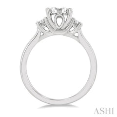 5/8 Ctw Oval Shape Lovebright Round Cut Diamond Engagement Ring in 14K White Gold