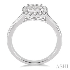 1/2 Ctw Square Shape Round Cut Diamond Lovebright Ring in 14K White Gold