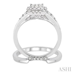 1/2 Ctw Diamond Lovebright Wedding Set with 1/2 Ctw Engagement Ring and 1/20 Ctw Wedding Band in 14K White Gold