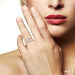 1/3 Ctw Marquise Shape Round Cut Diamond Lovebright Ring in 14K Rose and White Gold