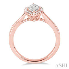 1/3 Ctw Marquise Shape Round Cut Diamond Lovebright Ring in 14K Rose and White Gold