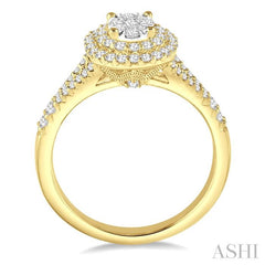 3/4 Ctw Oval Shape Diamond Lovebright Diamond Ring in 14K Yellow and White Gold