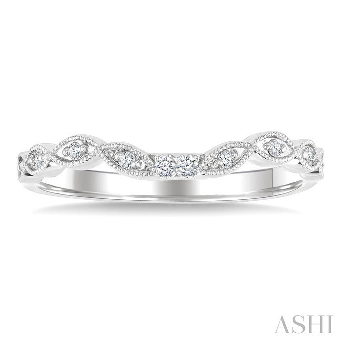 1/20 Ctw Curved Marquise Motif Round Cut Diamond Wedding Band in 14K White Gold