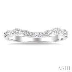 1/20 Ctw Curved Marquise Motif Round Cut Diamond Wedding Band in 14K White Gold