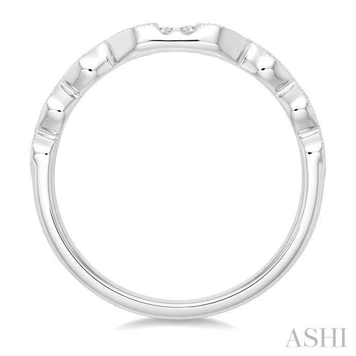 1/20 Ctw Curved Marquise Motif Round Cut Diamond Wedding Band in 14K White Gold