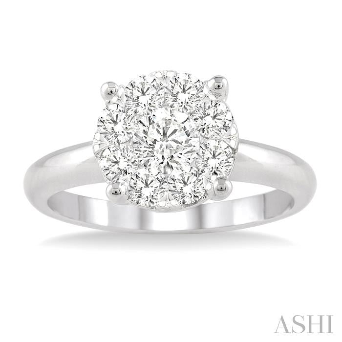1 Ctw Lovebright Round Cut Diamond Bridal Ring in 14K White Gold