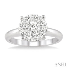 1 Ctw Lovebright Round Cut Diamond Bridal Ring in 14K White Gold