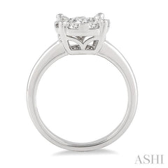 1 Ctw Lovebright Round Cut Diamond Bridal Ring in 14K White Gold